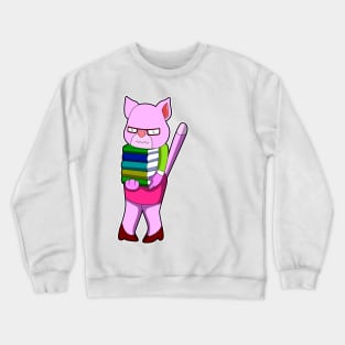 Cat as Teacher with Books & High heels Crewneck Sweatshirt